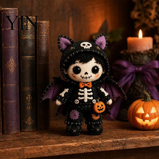 Creative Sewing Hobby Kit Skeleton Witch Patchwork Kit, Gothic Girl Doll DIY Stress Relief Craft Halloween for Adults Teens Handmade Gift Needlework