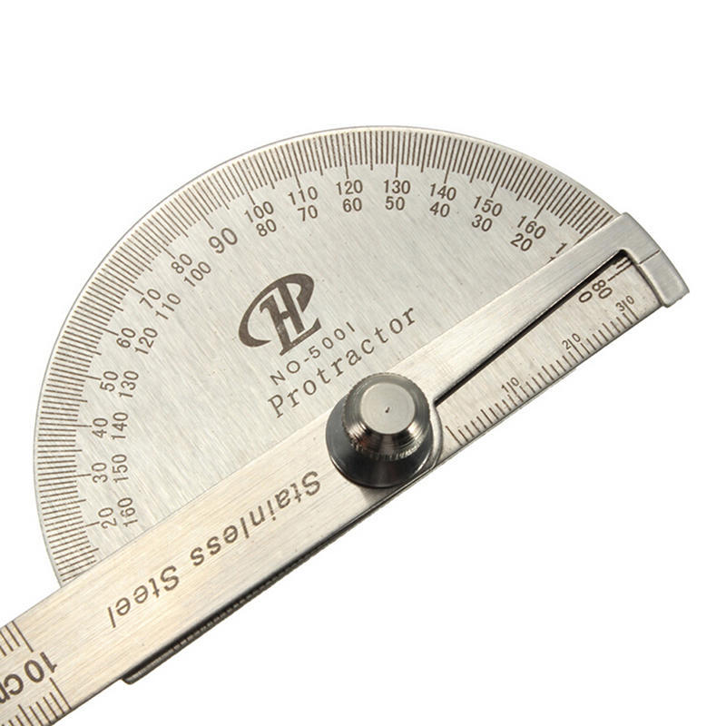 100 мм Нержавеющая сталь 0-180 градусов Стальной транспортир Угломер Линейка Измерительный инструмент