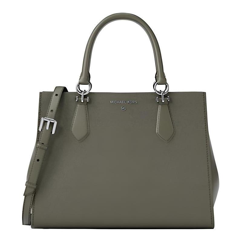 MICHAEL KORS MARILYN Silver Label Logo Design Leather Handbag Medium Women's Olive