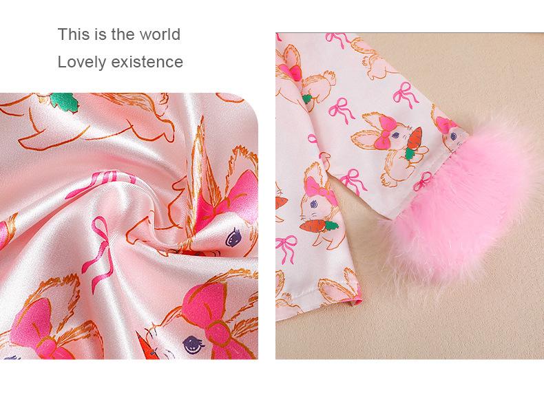 Комплект пижамы с потрепанным пасхальным кроликом - Лонгслив и брюки для осени/зимы