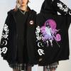 Корейский стиль Demon Slayer Kochou Shinobu Горячие аниме толстовки на молнии для мужчин и женщин Harajuku толстовки повседневные готические куртки на молнии пальто