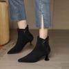 Hot Selling Women's Pointed Toe Boots High Heel Boots Zipper Western Designer Women's High Heel Boots Retro Comfort High Heels
