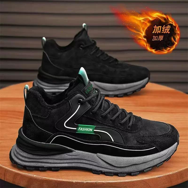 Men S Winter Fleece Lined Dad Shoes Warm Non Slip Work Sneakers