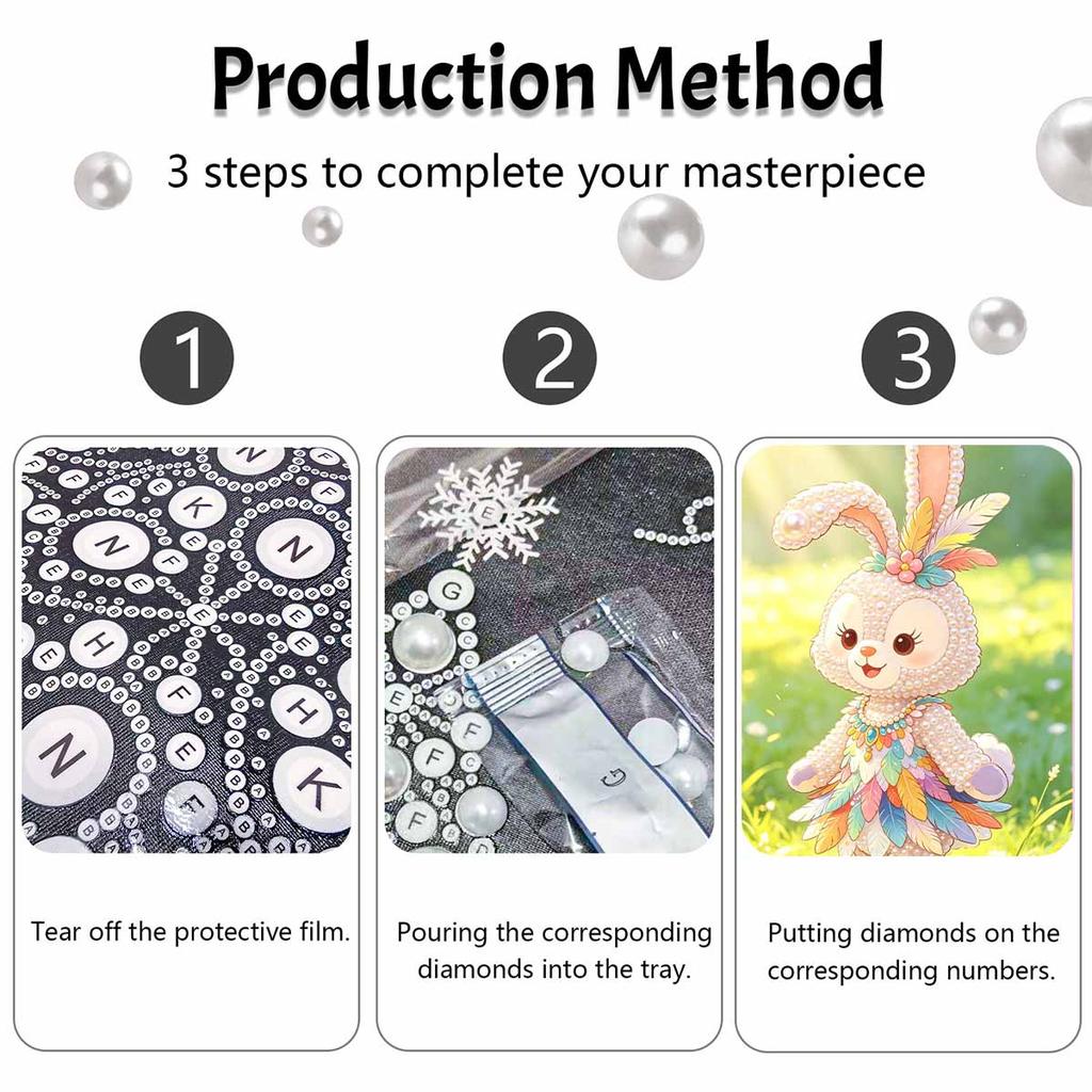 Disney 5D DIY Pearl Painting Kit, Cute Bunny Home Bedroom Wall Decor Crafts Handmade Gift Pearl ArtDiamond Painting