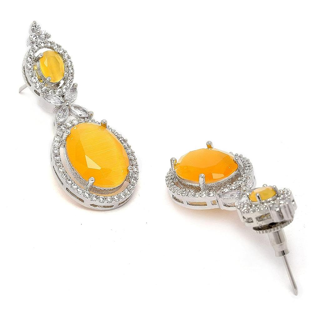 Оксидированные посеребренные серьги-капли овальной формы с американскими бриллиантами для девочек и женщин