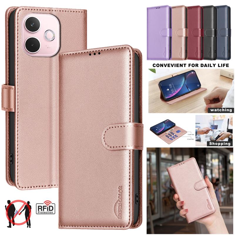 Кошелек-книжка противокражный чехол для OPPO A5 Pro Reno14 F Reno13 FS Reno 14F 13F 11F 5G кожаный чехол с блокировкой RFID защитные сумки