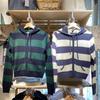 VAYLA Полосатый вязаный укороченный кардиган-свитер Женский Осенний с длинным рукавом, с капюшоном, на молнии, короткий, уличная одежда, вязаный трикотаж, свитера, Y2K кроп-топы