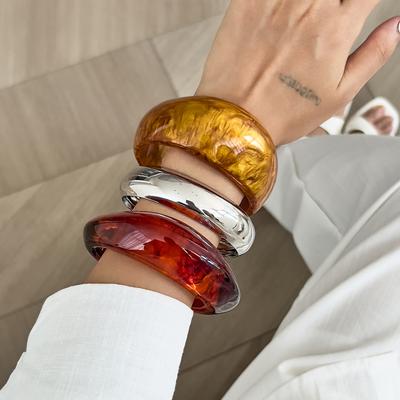 Ingemark 3 Стиля Винтажные Массивные Смоляные Браслеты для Женщин Новые Модные Панк Неправильной Формы Наборные Браслеты Парные Ювелирные Аксессуары