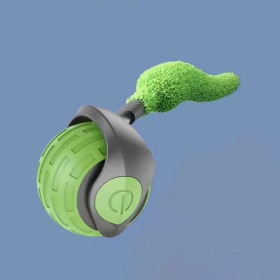 Интерактивная игрушка-мяч для кошек, перезаряжаемая через USB, катящаяся игрушка-мяч с двухскоростной регулировкой, автоматическая движущаяся игрушка для кошек с хвостом для домашних кошек