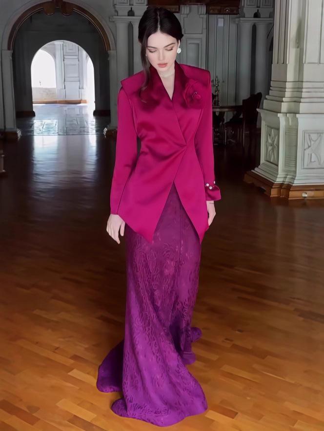 2025 Осень Европейско-американская Мода Двойка: Темпераментный комплект из рубашки и миди-юбки