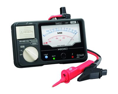 HIOKI Аналоговый мегаомметр для измерения сопротивления изоляции Переключаемый комплект проводов Аксессуары Сертифицирован JIS Сделано в Японии Номинальный Одинарный диапазон DC 500В Меггер IR4013-11