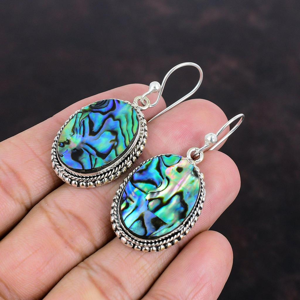 Серьги из ракушек Abalone Shell, винтажные серьги из стерлингового серебра 925 пробы, ювелирные изделия ручной работы, подарки для нее, дизайнерские серьги, антикварные ювелирные изделия