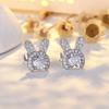 New Diamond-inlaid Earrings Sweet Girl Style Hollow Rabbit Earrings Female Elegant Cartoon Rabbit Jewelry