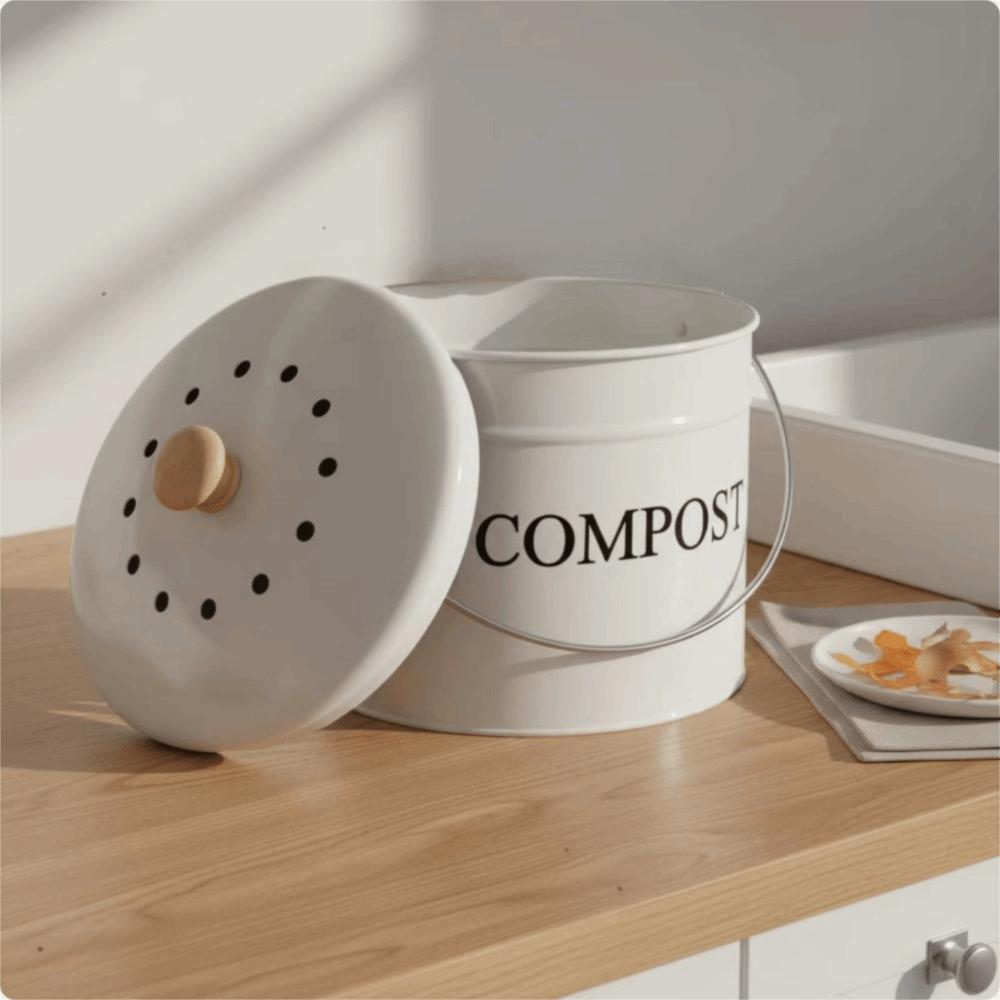 Large Capacity Kitchen Compost Bucket Odorless Kitchen Trash Bin Food Waste