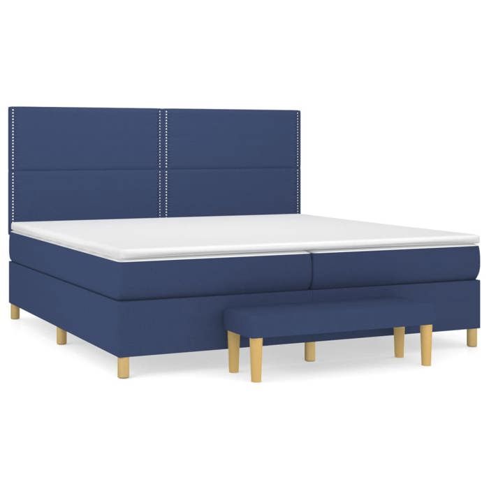 Maison Exclusive - Sommier à lattes de lit avec matelas Bleu 200x200 cm Tissu