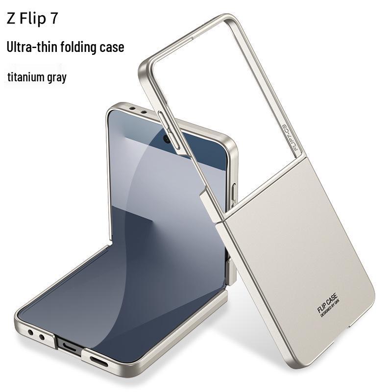 GKK Однотонный противоударный ПК-чехол для Samsung Z Flip7 - Большое окно, Ощущение кожи, Трансграничный, Защита складного экрана