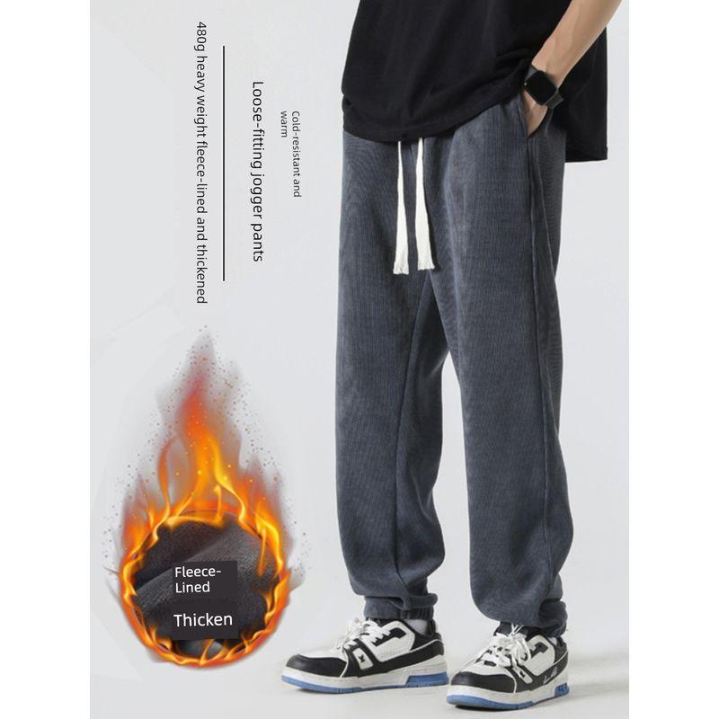 American-Style Heavy Chenille Pants with Velvet Men's Winter Extra Thick Silver Fox Velvet Sweatpants Foreign Trade Cattle Goods Sports Casual Pants
