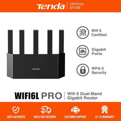 Tenda 5G WiFi6L Pro AX1500 Беспроводной маршрутизатор Wi-Fi 6 Двухдиапазонный Гигабитный маршрутизатор, предназначенный для домашних пользователей 1500 Мбит/с