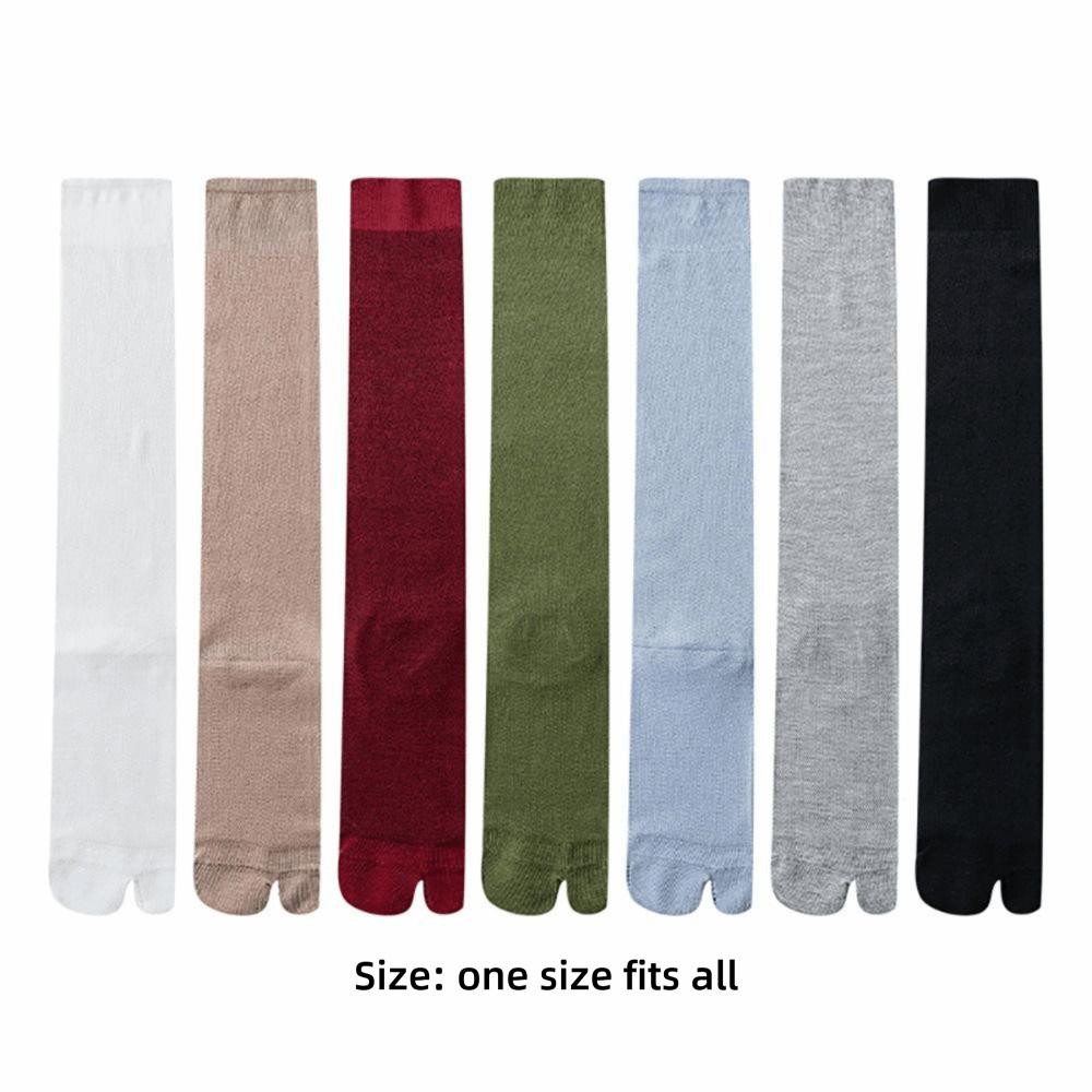 Multicolor Two Toe Socks Solid Color Mesh Calf Long Socks Fashion Stockings JK Fashion