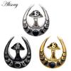 Alisouy 2PCS Stainless Steel U-shaped Mushroom Saddle Ear Tunnels Plugs Expander Stretcher Gauges Earrings Piercing Body Jewelry