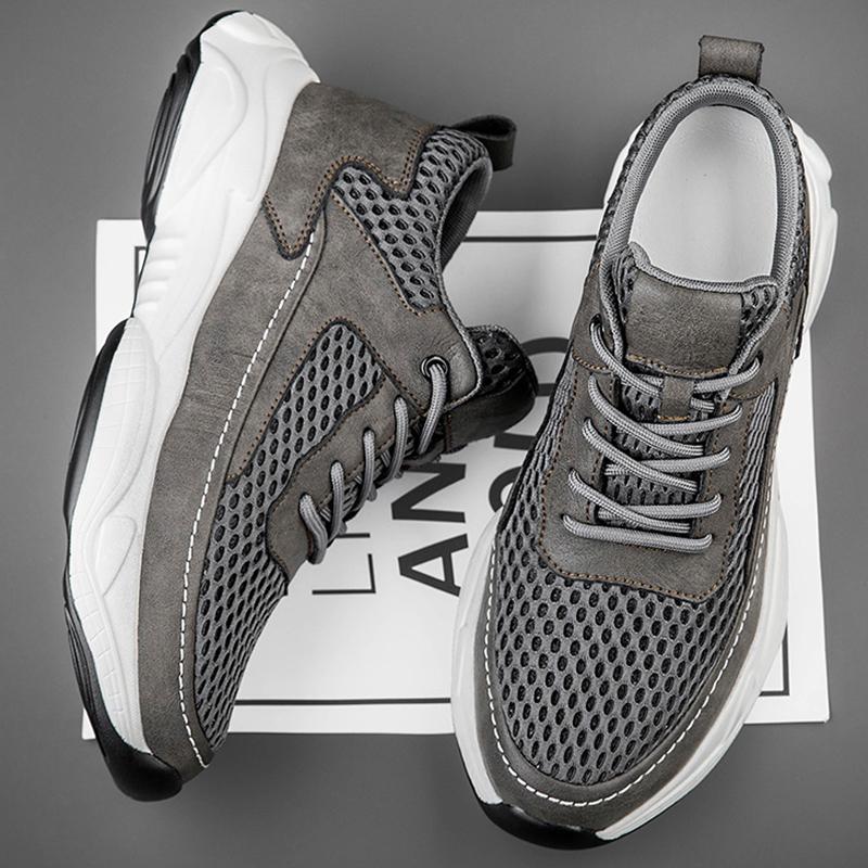 Fashion Breathable Sneakers Man Elevator Shoes Height Increase Insole 8cm Black Taller Shoes Men Leisure Fashion Sports Plus Size 37-44