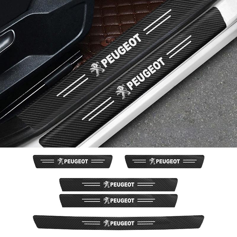 Carbon Fiber Car Door Sill Threshold Protector Stickers Decals For Peugeot 208 3008 308 206 2008 207 107 508 406 407 Accessories