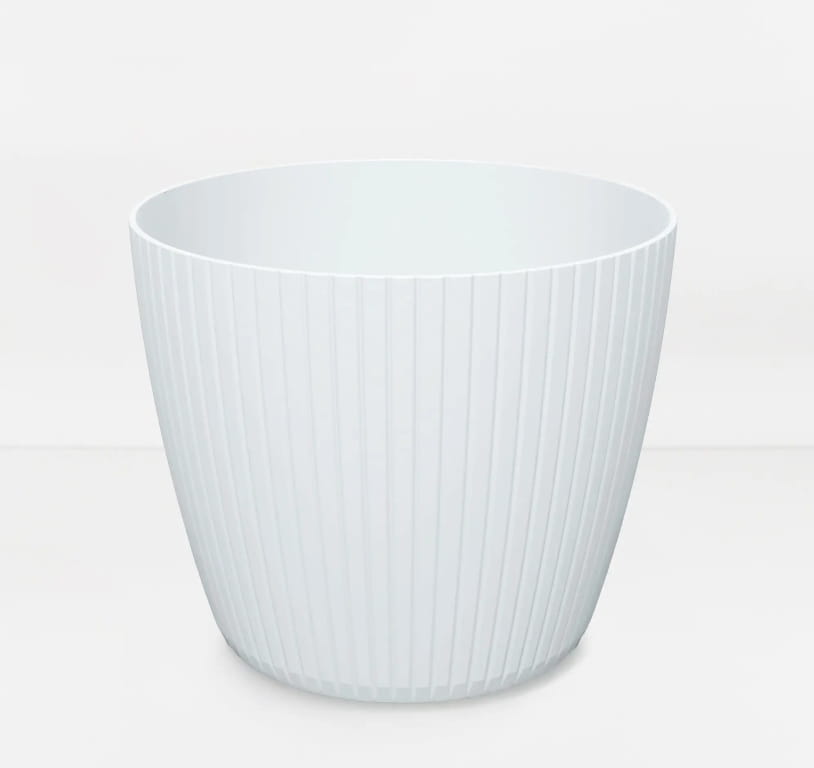 White plastic flowerpot 138x115 cm striped cover for Lamia flowers