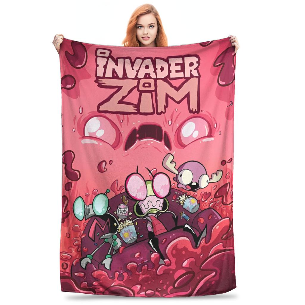 Invader Zim Gir Dib Robot Blankets Flannel Textile Decor Portable Super Soft Throw Blanket for Bed Car Bedspread