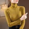 Turtleneck Bottoming Shirt Women's Autumn and Winter New Fashion Solid Color Long-sleeved T-shirt with Fleece Warm Inner Waist Top
