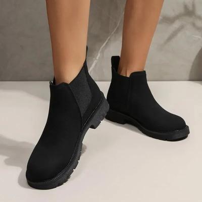 Женские туфли Botas, замшевые ботильоны, черные ботинки Chelsea, толстый низкий каблук, женская осенняя мода, ботильоны на платформе, женские туфли