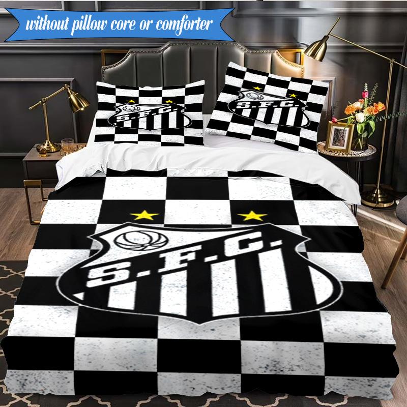 3PCS Fc Crest Design Printed Soft Bedding Set,Including 1pc Duvet Cover And 2pcs Pillowcases Perfect for Bedroom, Dormitory, Fan gift
