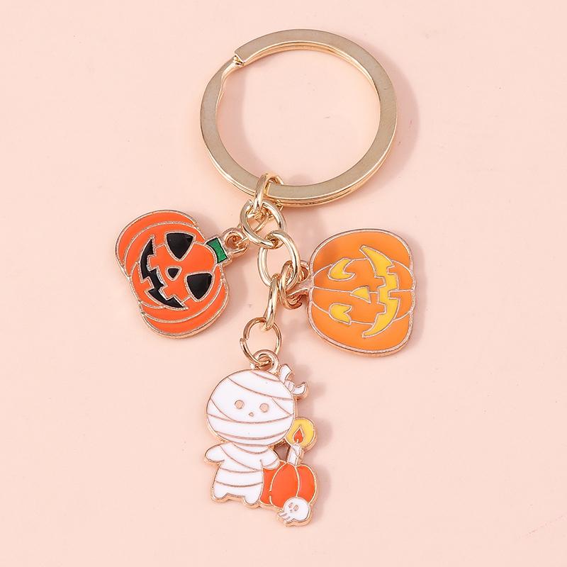 Cute Enamel Ghost Keychain Halloween Witch Pumpkin Bat Keyring Pendants for Car Key Holder Handbag Decor Jewelry  Accessories