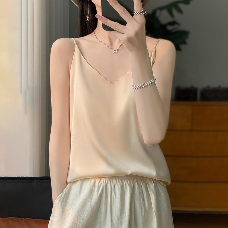 Silk Camisole Summer Female V-neck Inner Sleeveless Blouse Halter Tops for Women