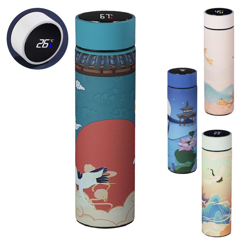 Креативный светодиодный дисплей температуры, вакуумная фляга из нержавеющей стали, 500 мл