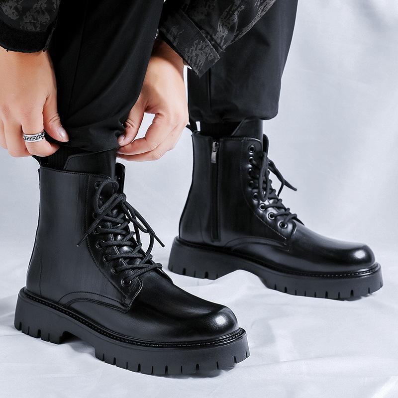 Internet Celebrity British Style Black Men'S Tooling Round Head Men'S Feet Martin Boots 3315-R