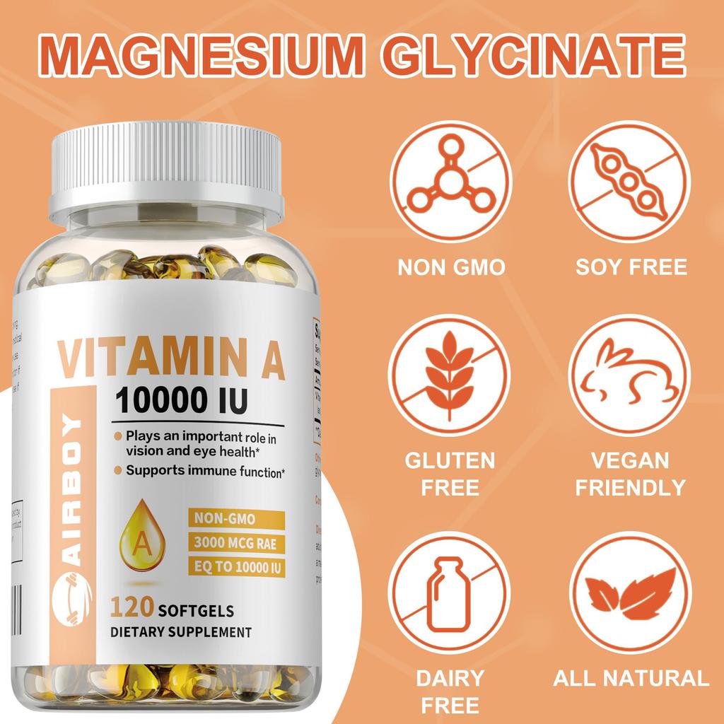 Vitamin A softgels support immune system function, skin health, and vision and eye health. 120 capsules per pack.