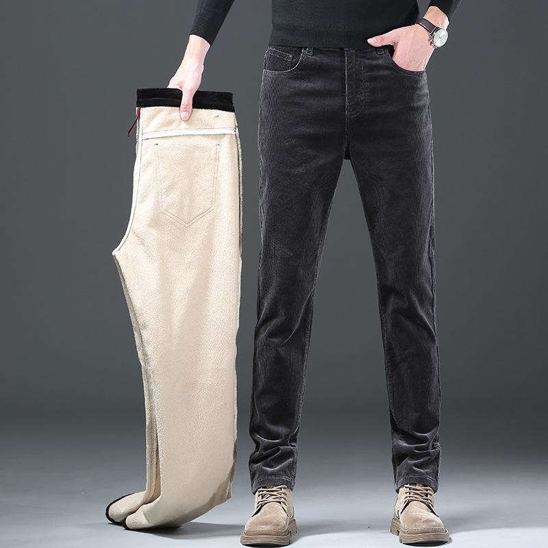 Осень/Зима 2024 г. Бархатные/Обычные мужские вельветовые хлопковые приятные для кожи свободные модные повседневные брюки с полосатым бархатом