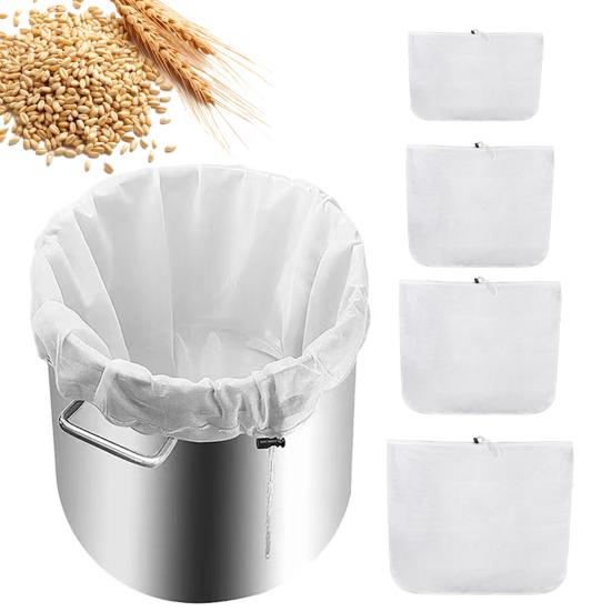 Large Brewing Filter Bags 250 Micron Fine Mesh Strainer Bag Reusable Replaceable Brewing Bags with Adjustable Drawstring for Home Brewing