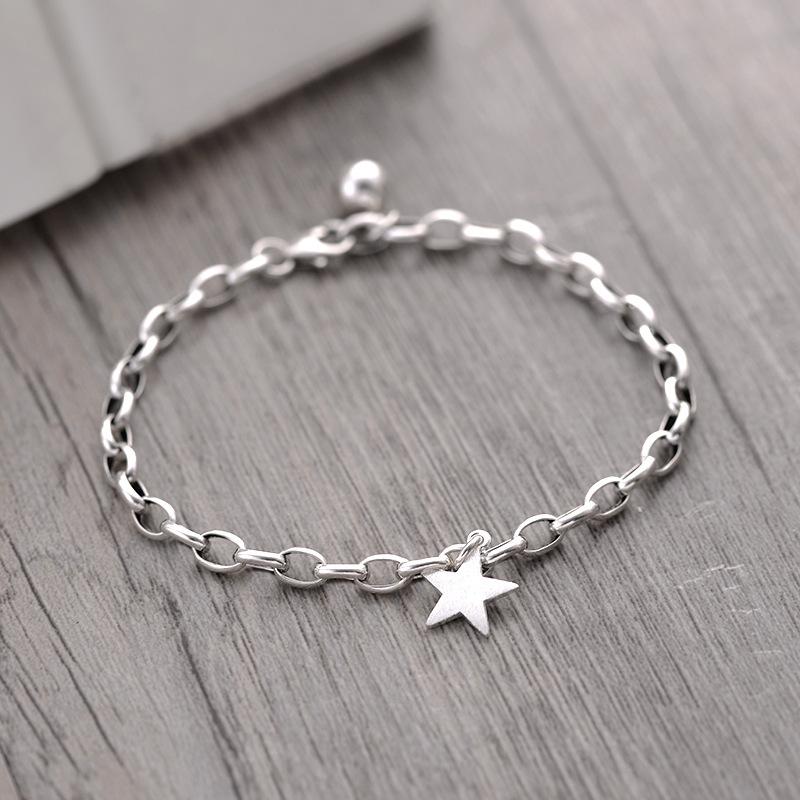 VENTFILLE 925 Sterling Silver Star Bracelet Fashion Korean Five-pointed Star Crystal Double Bracelet