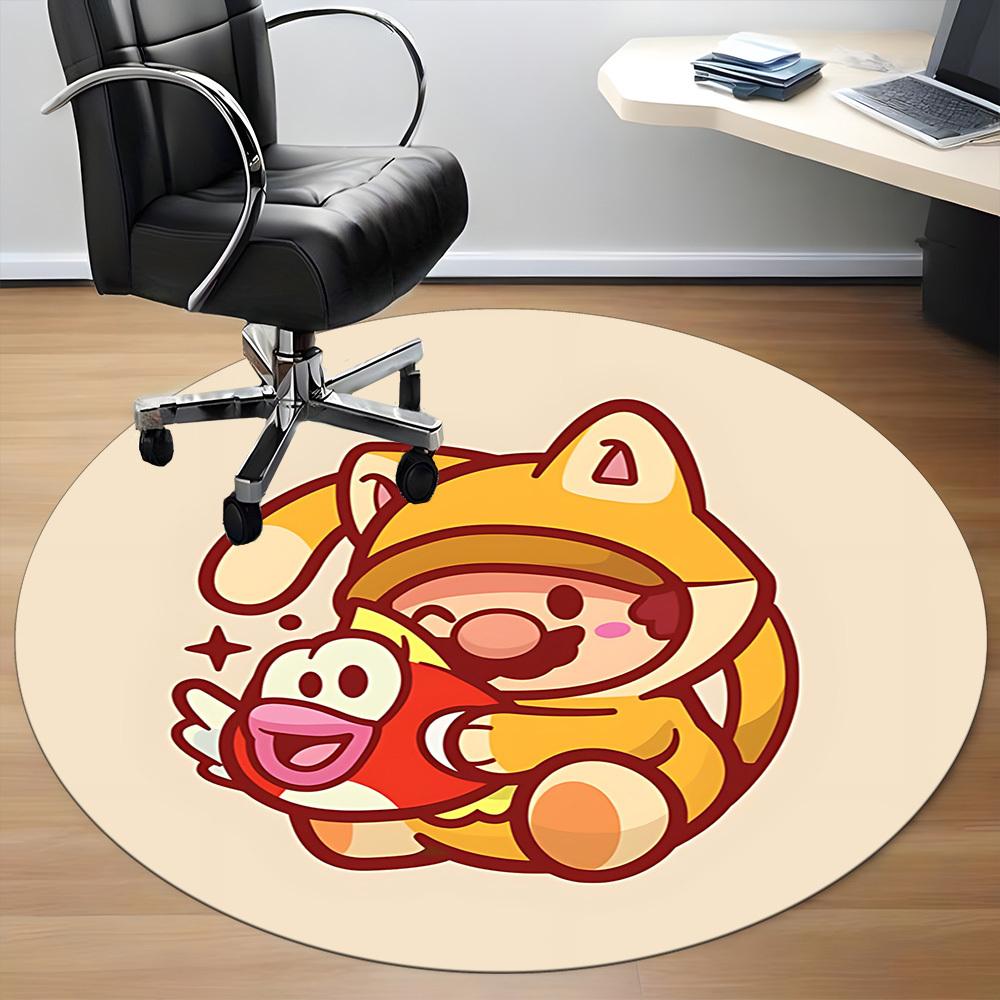 1PC Mario Cat Fish Office Round Area Rug, Indoor Mat Suitable For Office, Under Office Chairs Bedroom Living Room Home Decor DT1212018