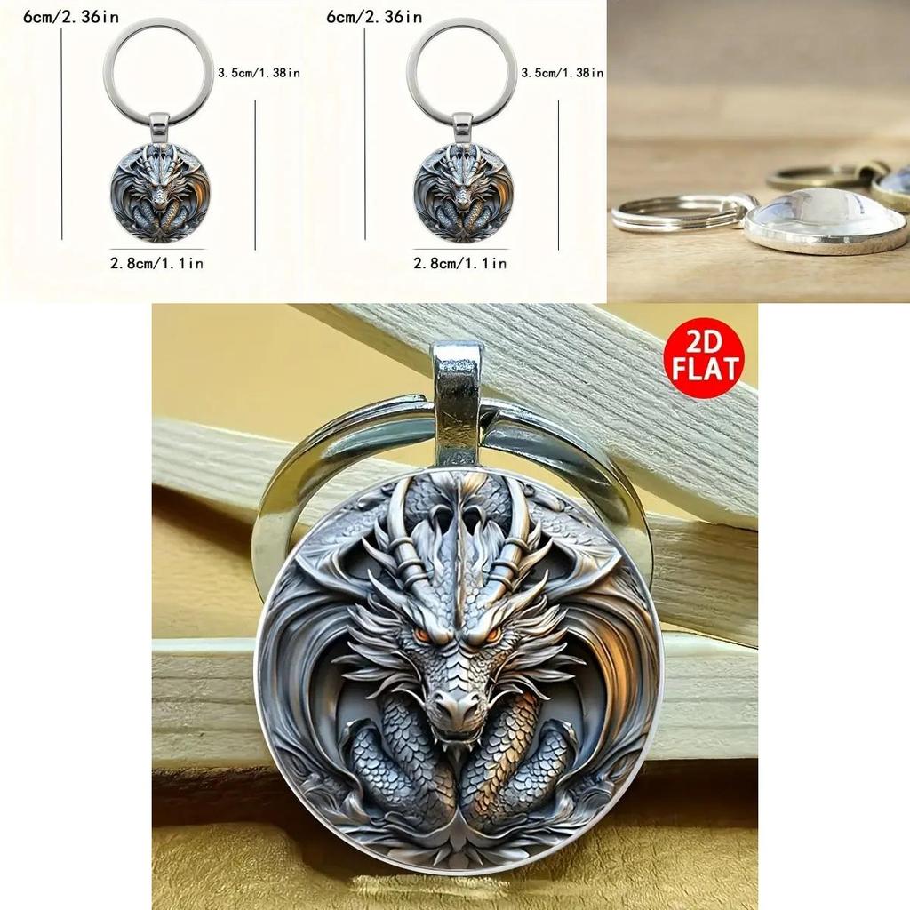 Мифический Брелок Голова Дракона Металлический Круглый Аксессуар Для Путешествий И Торжеств