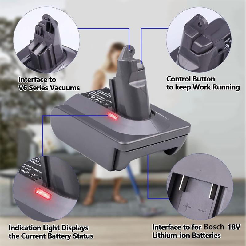Адаптер для литий-ионного аккумулятора Bosch 18V BAT609 BAT618 для преобразования в аккумулятор Dyson V6 V7 V8 для использования с ручным пылесосом Dyson
