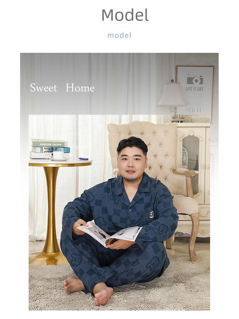 Meijiyunqiu Мужская пижама больших размеров из хлопка в полоску