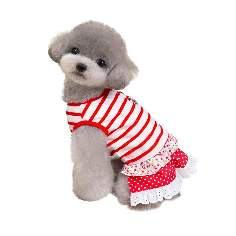 Костюм для собаки, юбка в полоску и горошек, весна-лето
