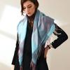 Scarf Women's Imitation Cashmere Scarf Warm Printed Plaid Scarf with Tassel Square Scarf for Women