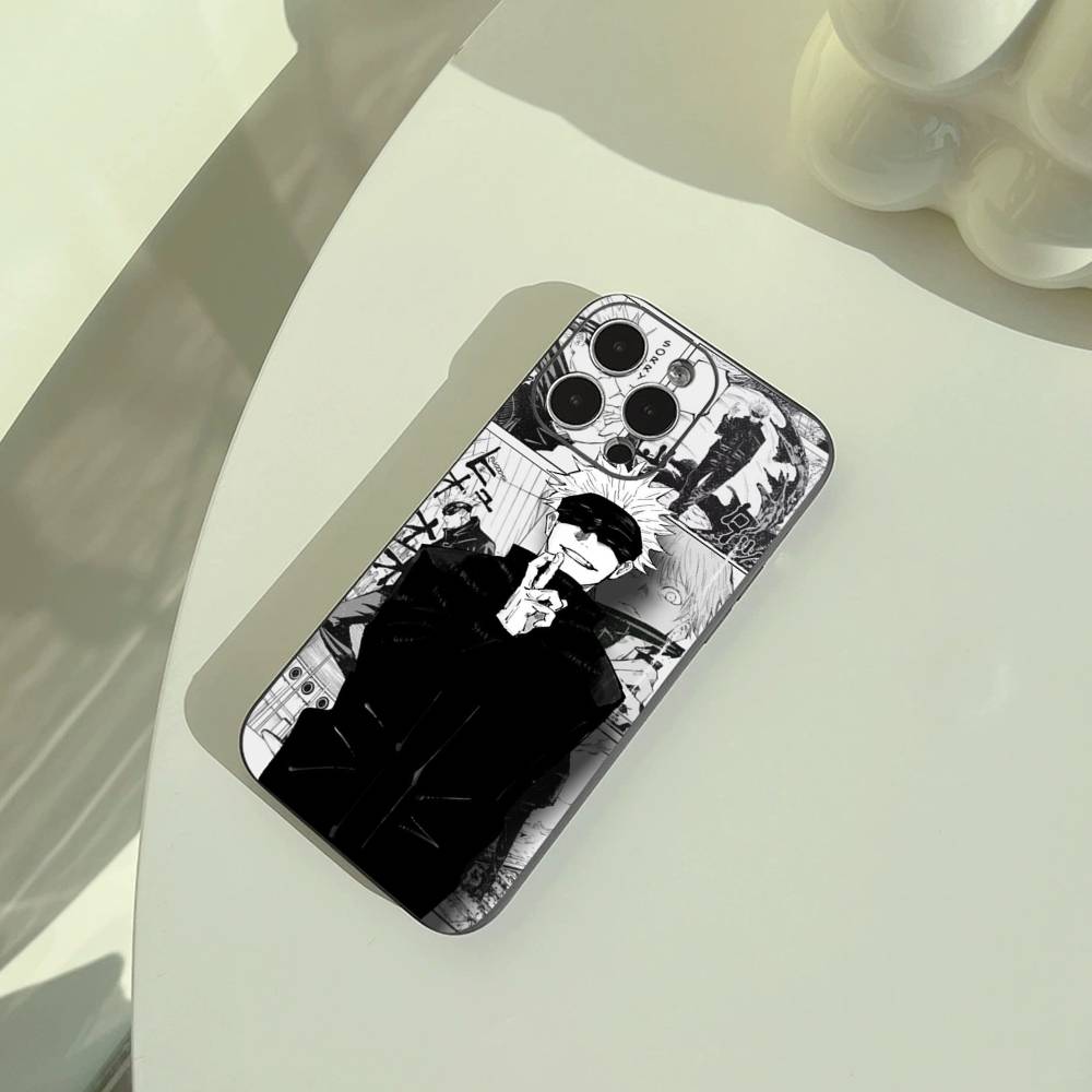 Популярный-Аниме--Магическая битва Чехол для телефона Для iPhone 17,16,15,14,13,12,11 Pro Max, Легкий и практичный Мягкий черный чехол