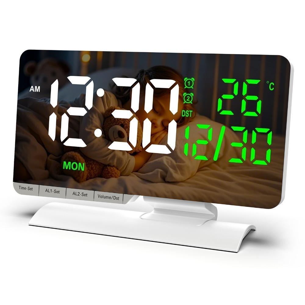 Multicolor LED Alarm Clock Large Screen Digital Desk Clock Bedside Alarm Clock  Indoor Use