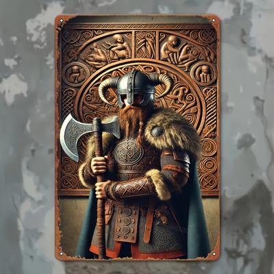 Винтажное Железное Настенное Искусство Викингов 78x118 Круглый Металлический Подвесной Декор со Сложным Скандинавским Дизайном Легкая Установка Внутри/Снаружи Де