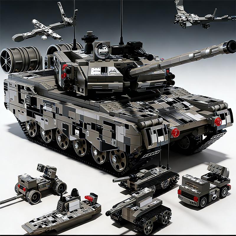 40cm Military Building Blocks 8in1 Tank Armored Vehicle Truck Combat Vehicle Tank Model DIY Kids Toy Christmas Holiday Gift
