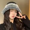 Plush Thickened Hat Women's Color Knitted Bucket Hat Winter Face Small Striped Basin Hat Tide